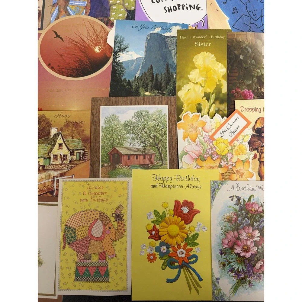 Vintage Birthday Cards Some Fronts ONLY Scrapbooking Crafts Decoupage Lot of 50+